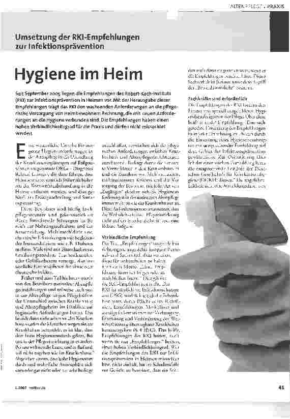 Vorschauseite 1: Hygiene im Heim
