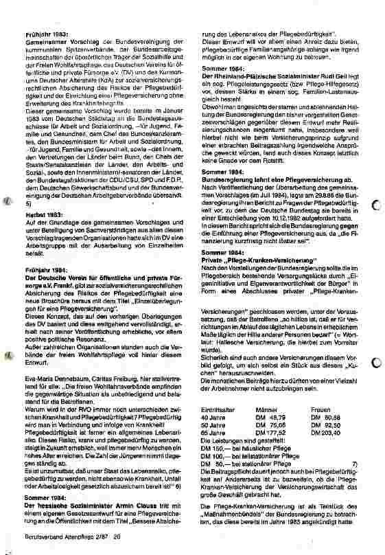 Vorschauseite 2: Möglichkeiten einer Absicherung des Lebensrisikos Pflegebedürftigkeit