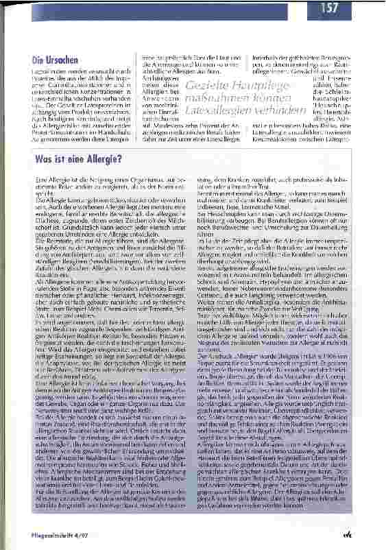Vorschauseite 4: Berufsgenossenschaft fordert Schutzmaßnahmen für Pflegende Latex-Handschuhe auf dem Prüfstand / Teil 2