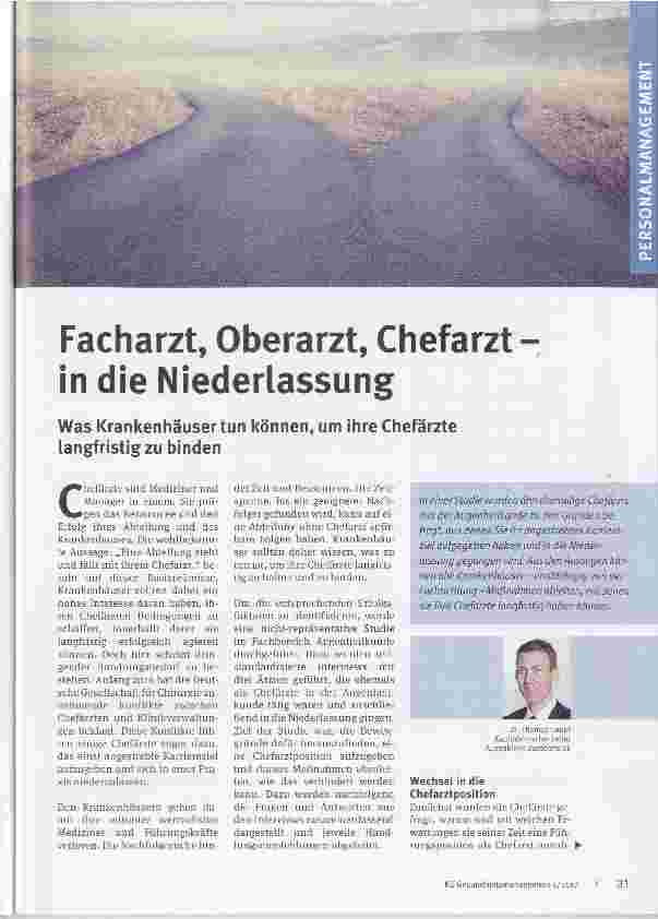 Vorschauseite 1: Facharzt, Oberarzt, Chefarzt in die Niederlassung