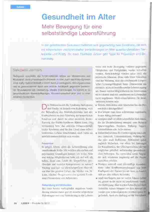 Vorschauseite 1: Gesundheit im Alter Mehr Bewegung für eine selbstständige Lebensführung