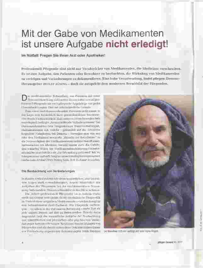 Vorschauseite 1: Mit der Gabe von Medikannenten ist unsere Aufgabe nicht erledigt!