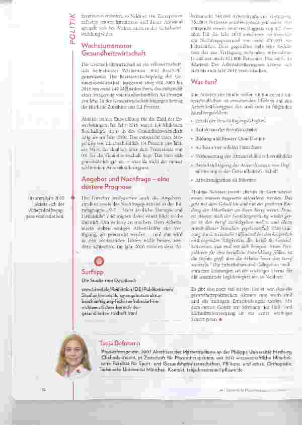 Vorschauseite 3: Nichtärztliche Gesundheitsfachberufe: Wir steuern auf einen Engpass zu
