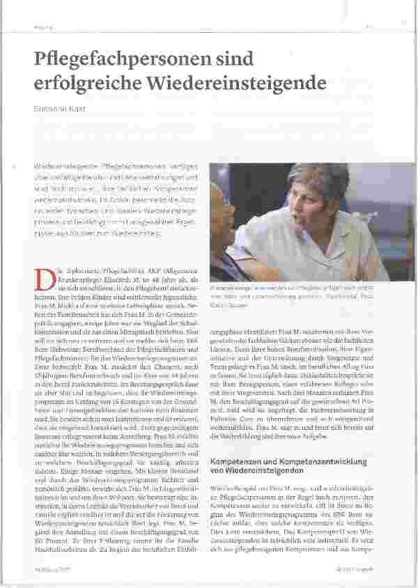 Vorschauseite 1: Pflegefachpersonen sind erfolgreiche Wiedereinsteigende