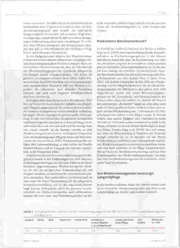 Vorschauseite 2: Pflegefachpersonen sind erfolgreiche Wiedereinsteigende