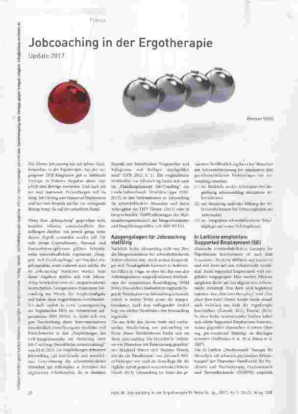 Vorschauseite 1: Jobcoaching in der Ergotherapie