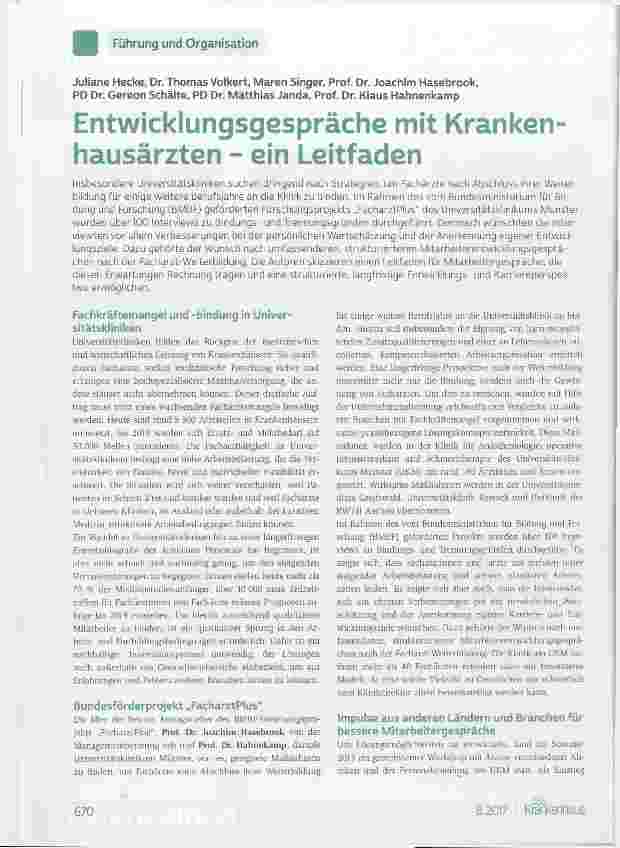 Vorschauseite 1: Entwicklungsgespräche mit Krankenhausärzten ein Leitfaden