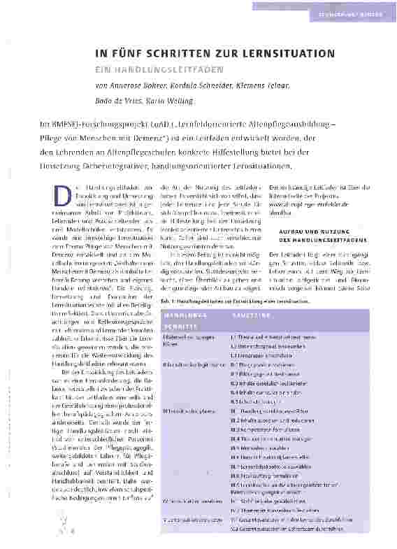 Vorschauseite 1: IN FÜNF SCHRITTEN ZUR LERNSITUATION