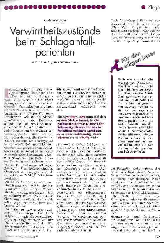 Vorschauseite 1: Verwirrtheitszustände beim Schlaganfallpatienten