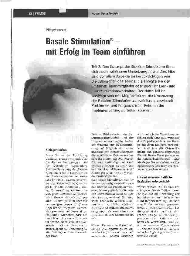 Vorschauseite 1: Basale Stimulation® - mit Erfolg im Team einführen