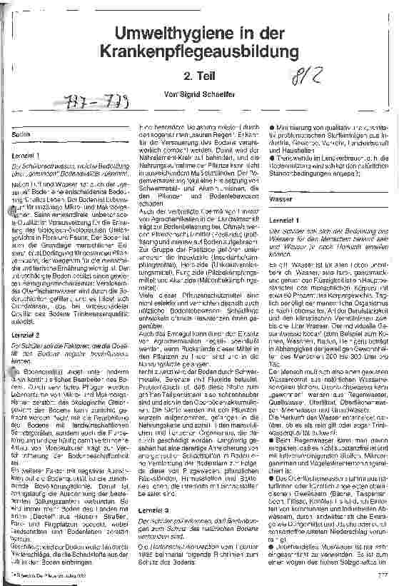 Vorschauseite 1: Umwelthygiene in der Krankenpflegeausbildung Teil II