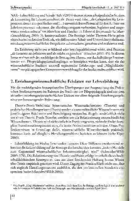 Vorschauseite 3: Das Praktische Studiensemester Pflegepädagogik im Spiegel wissenschaftlicher Lehrerbildung