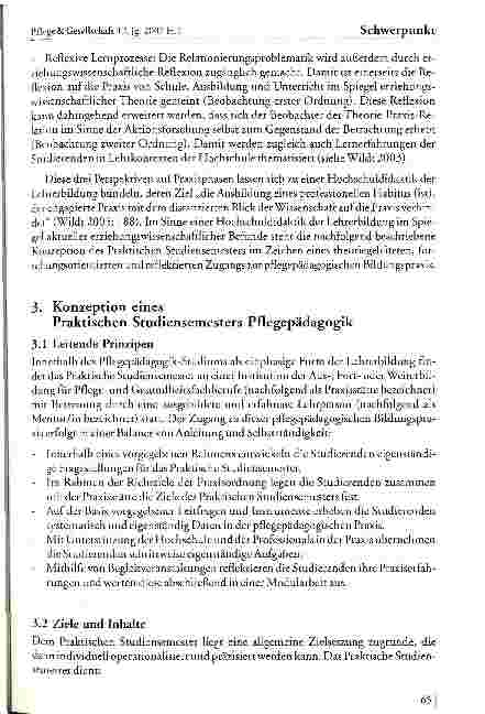 Vorschauseite 4: Das Praktische Studiensemester Pflegepädagogik im Spiegel wissenschaftlicher Lehrerbildung