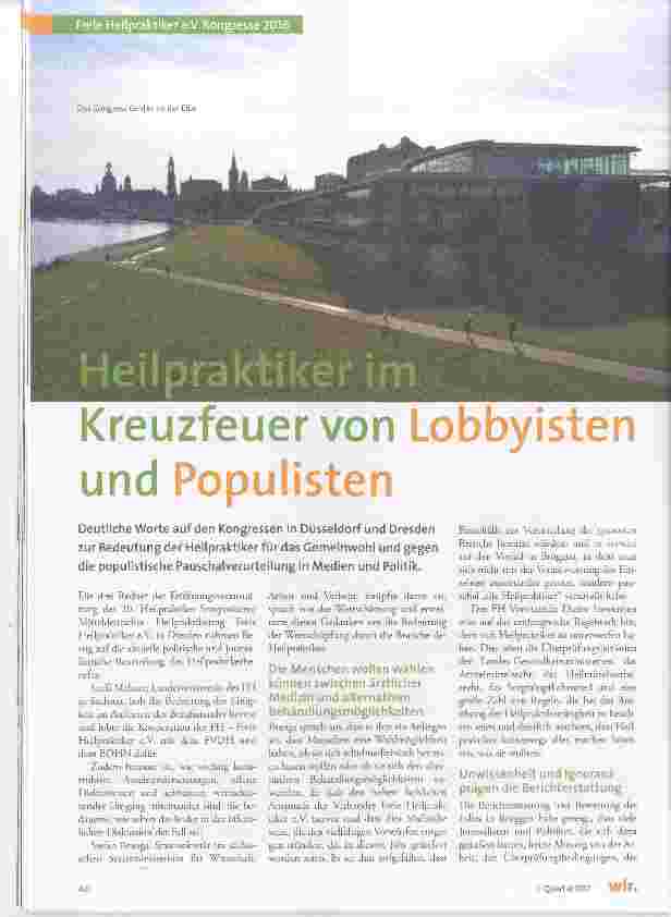 Vorschauseite 1: Heilpraktiker im Kreuzfeuer von Lobbyisten und Populisten