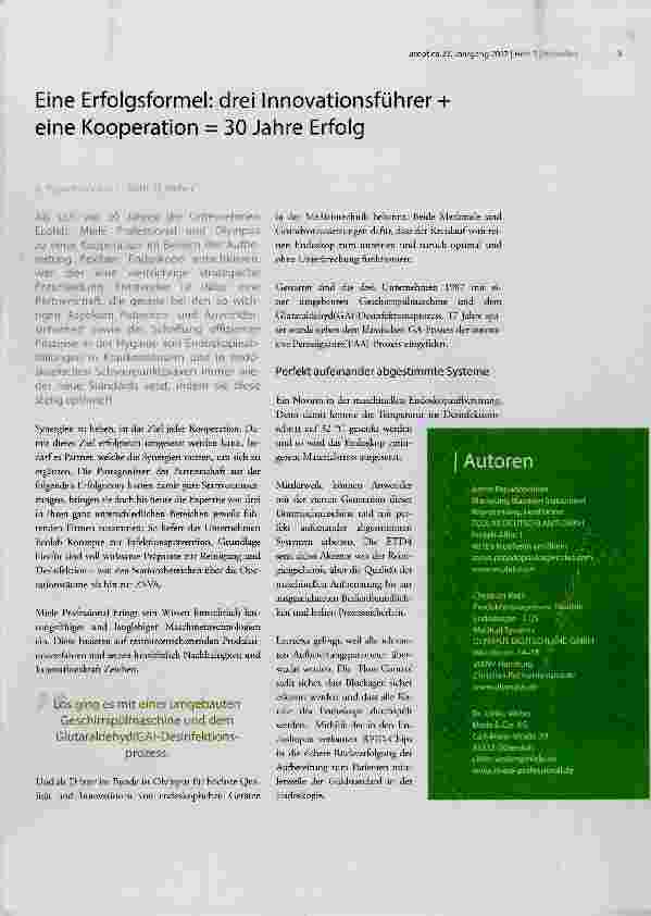 Vorschauseite 1: Eine Erfolgsformel: drei Innovationsführer + eine Kooperation = 30 Jahre Erfolg