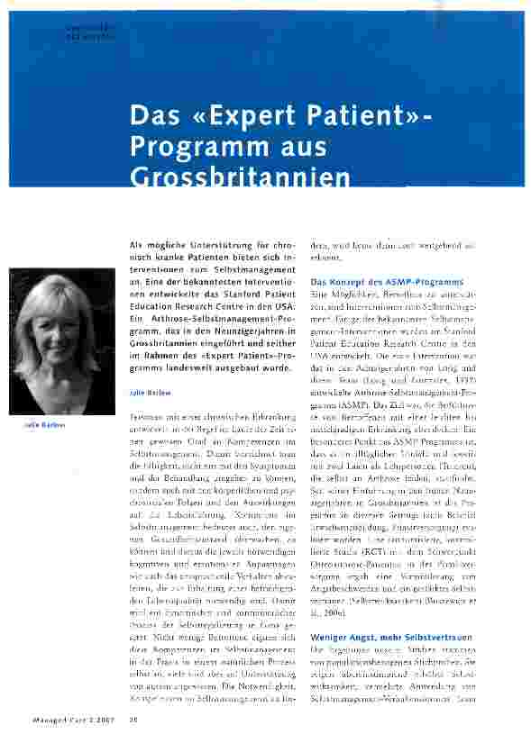 Vorschauseite 1: Das «Expert Patient» Programm aus Grossbritannien