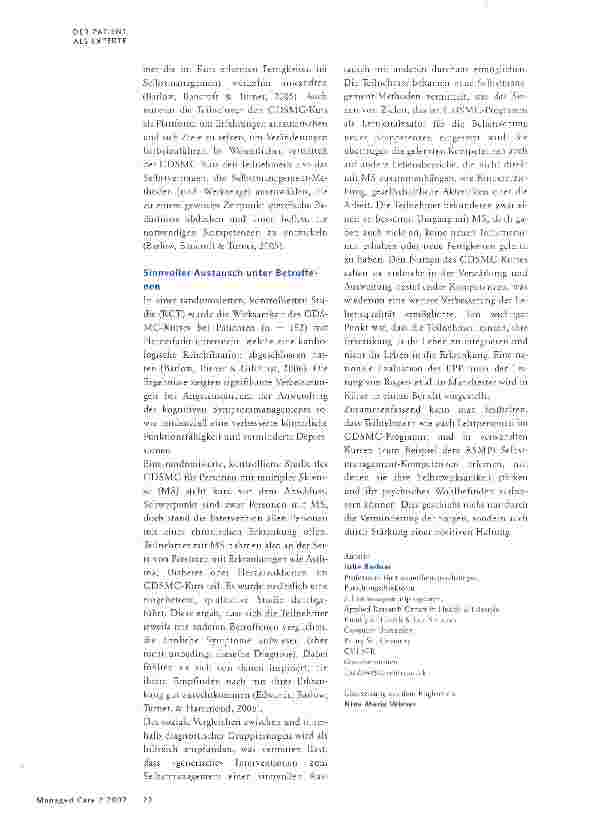 Vorschauseite 3: Das «Expert Patient» Programm aus Grossbritannien