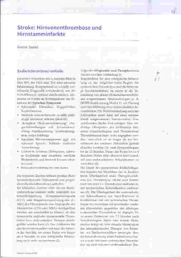 Vorschauseite 1: Stroke: Hirnvenenthrombose und Hirnstamminfarkte