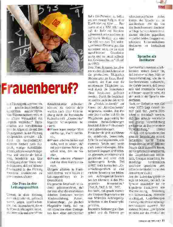 Vorschauseite 2: Pflege - ein typischer Frauenberuf?