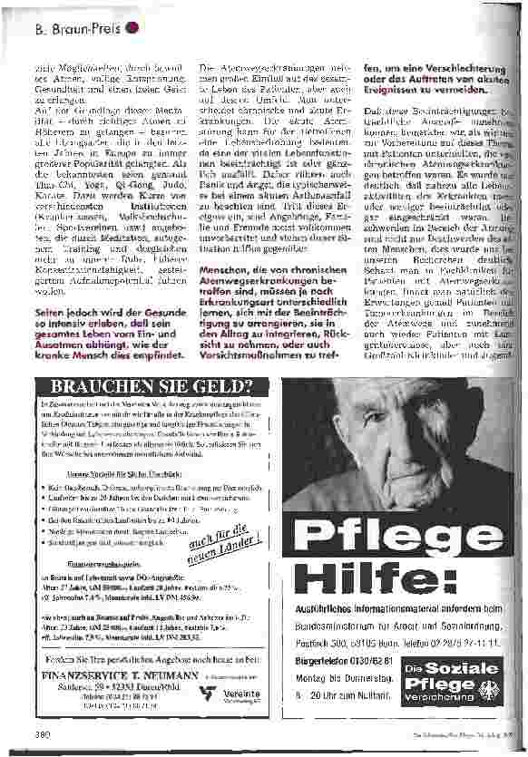 Vorschauseite 3: BBraun-Preis 96 Atmung und Atemluft asl Grundlagen des Wohlbefindens 3. Platz für Krankenund Kinderkrankenpflegeschulen