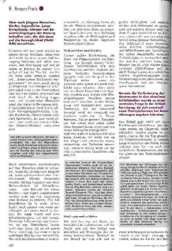 Vorschauseite 5: BBraun-Preis 96 Atmung und Atemluft asl Grundlagen des Wohlbefindens 3. Platz für Krankenund Kinderkrankenpflegeschulen