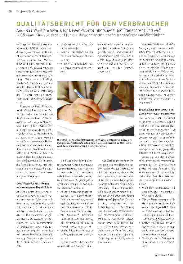 Vorschauseite 1: Qualitätsbericht für den Verbraucher