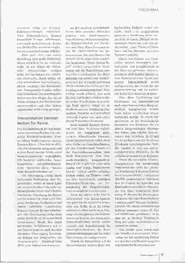 Vorschauseite 4: Infektionsrisiko Intensivstation