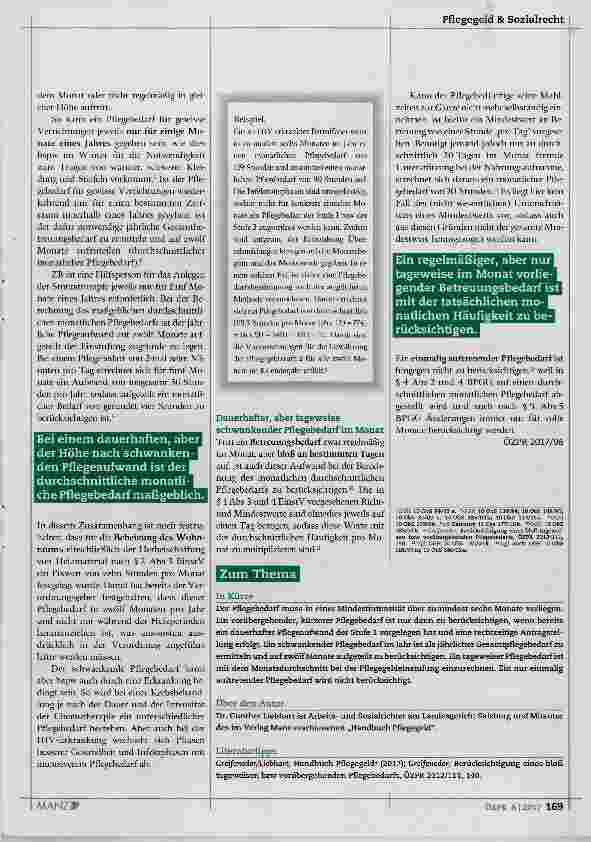 Vorschauseite 2: Mindestdauer und Mindestintensität des Pflegebedarfs