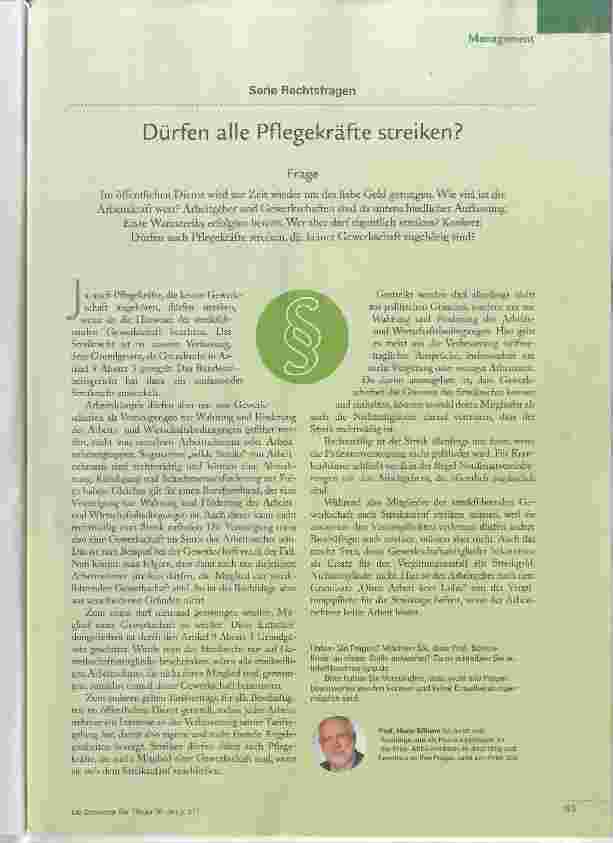 Vorschauseite 1: Dürfen alle Pflegekräfte streiken?