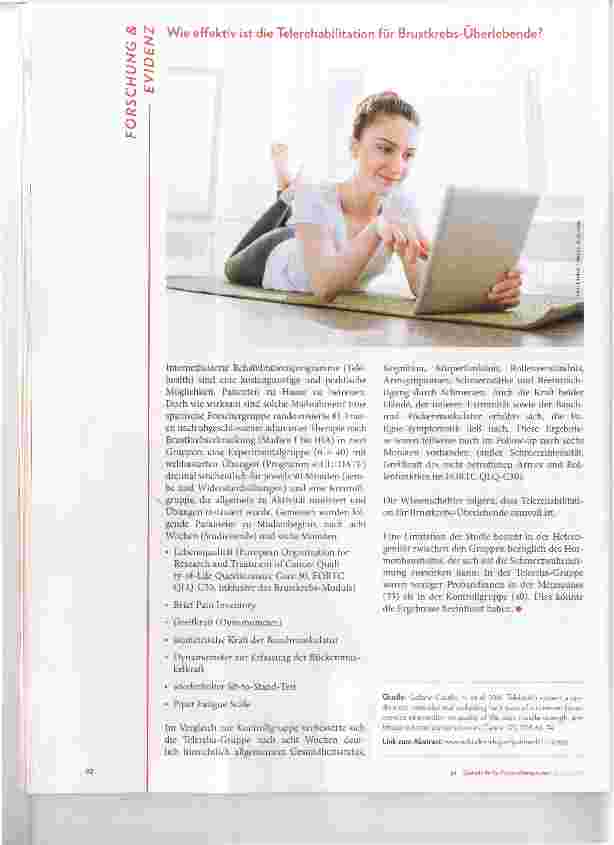 Vorschauseite 1: Wie effektiv ist die Telerehabilitation für Brustkrebs-Überlebende?
