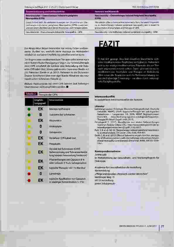 Vorschauseite 3: Neurotoxizität - Chemotherapie induzierte periphere Neuropathie (CiPN)