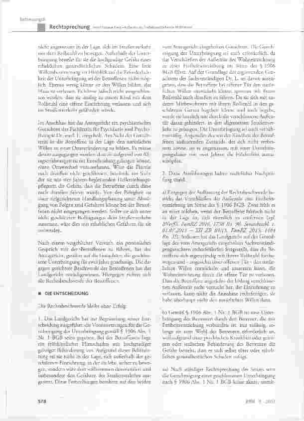 Vorschauseite 2: Verschlossene Heim-Außentür als freiheitsentziehende Maßnahme