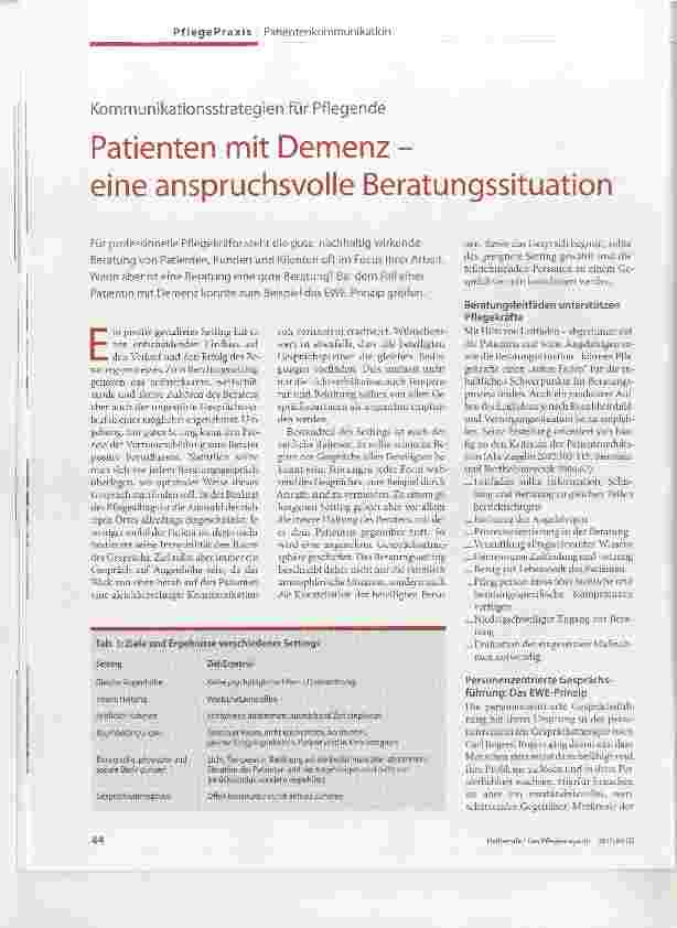 Vorschauseite 1: Patienten mit Demenz eine anspruchsvolle Beratungssituation
