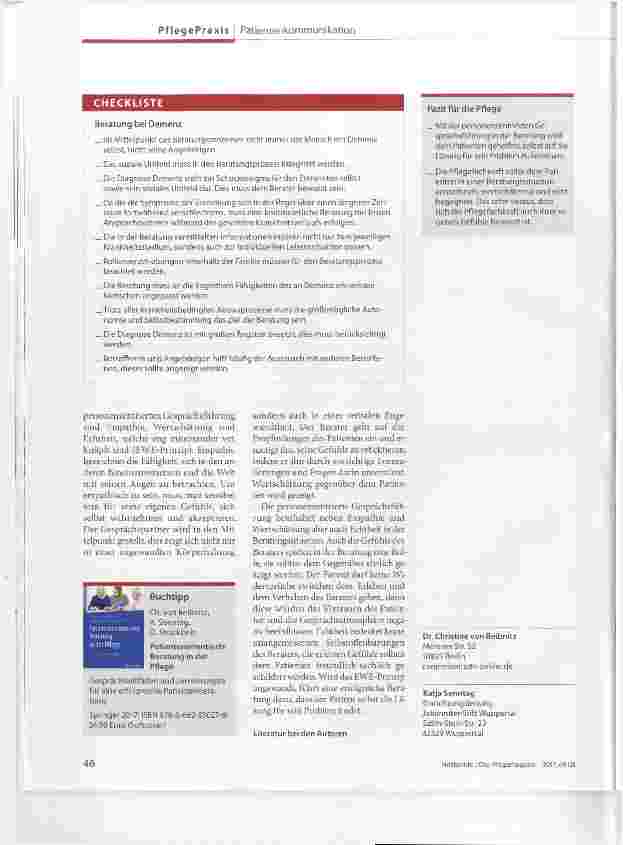 Vorschauseite 3: Patienten mit Demenz eine anspruchsvolle Beratungssituation