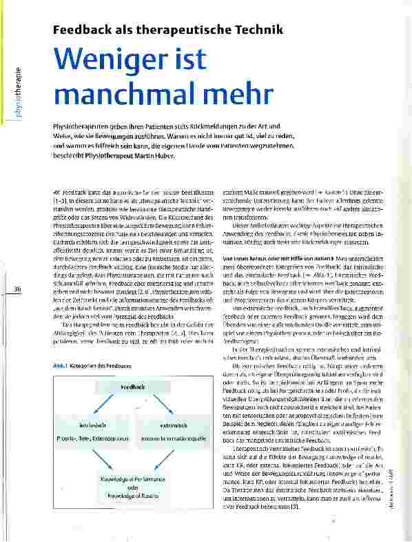 Vorschauseite 1: Feedback als therapeutische Technik Weniger ist manchmal mehr