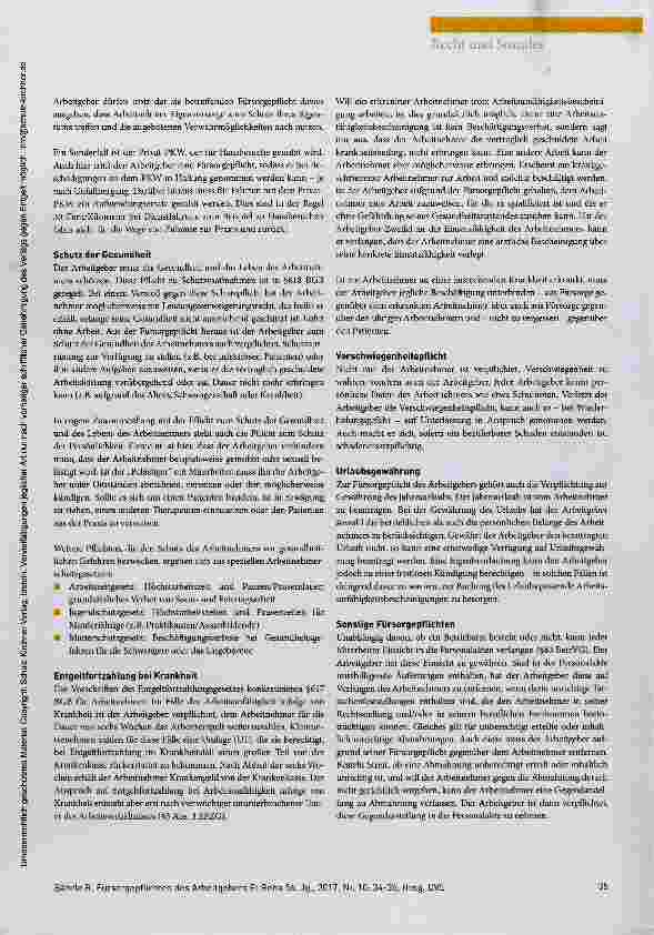 Vorschauseite 2: Fürsorgepflichten des Arbeitgebers