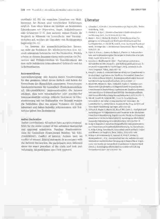 Vorschauseite 3: Verbreitung der Medikamenteneinnahme und des klinisch relevanten Medikamentengebrauchs basierend auf dem Epidemiologischen Suchtsurvey 2015