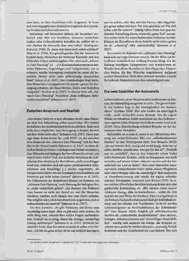 Vorschauseite 2: Autonomie eine Frage der Würde Zum Stellenwert der Autonomie in „Advance Care Planning“ und am Lebensende