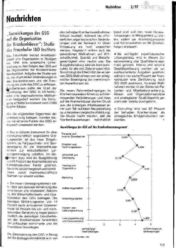 Vorschauseite 1: Auswirkungen des GSG auf die Organisation der Krankenhäuser: Studie des Fraunhofer IAO Instituts