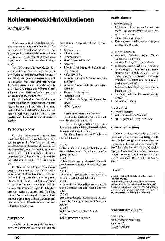 Vorschauseite 1: Kohlenmonoxid-Intoxikationen