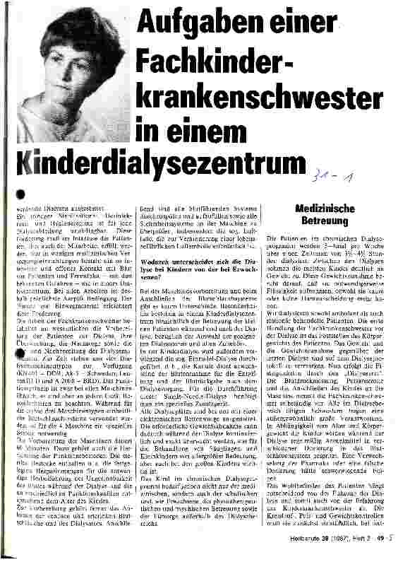 Vorschauseite 2: Aufgaben einer Fachkinderkrankenschwester in einem Kinderdialysezentrum