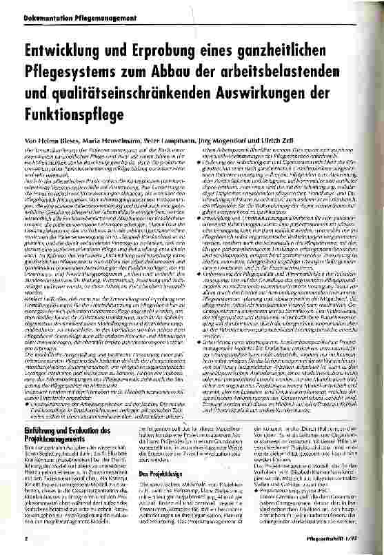 Vorschauseite 1: Entwicklung und Erprobung eines ganzheitl.Pflegesystems zum Abbau der arbeitsbelast. u.qualitätseinschränk. Auswirkungen d. Funktionspflege