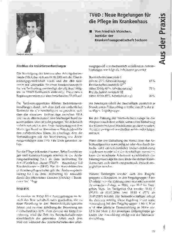 Vorschauseite 1: TVöD : Neue Regelungen für die Pflege im Krankenhaus