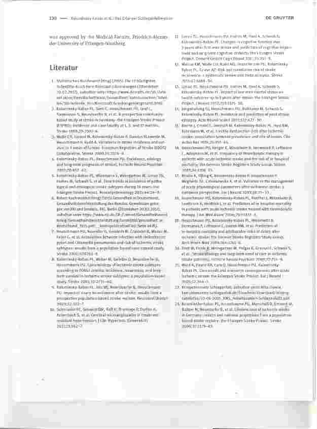 Vorschauseite 3: Das Erlanger Schlaganfallregister ein Modell für umfassende und nachhaltige Versorgungsforschung der Volkskrankheit Schlaganfall