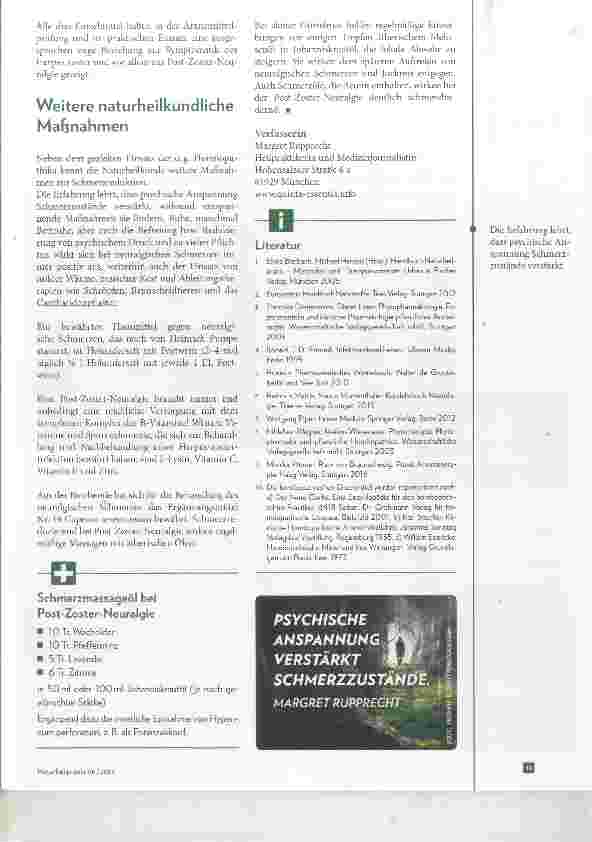 Vorschauseite 3: Post-Zoster-Neuralgie Naturheilkundliche Ansätze zur Schmerztherapie