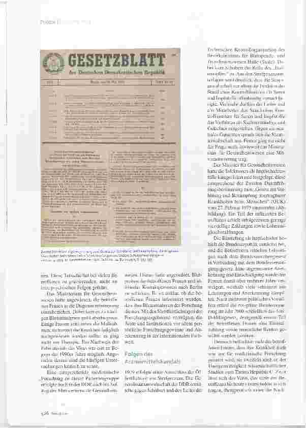 Vorschauseite 3: Medizingeschichte: Ein DDR-Arzneimittelskandal Die kontaminierte Anti-P-Immunprophylaxe