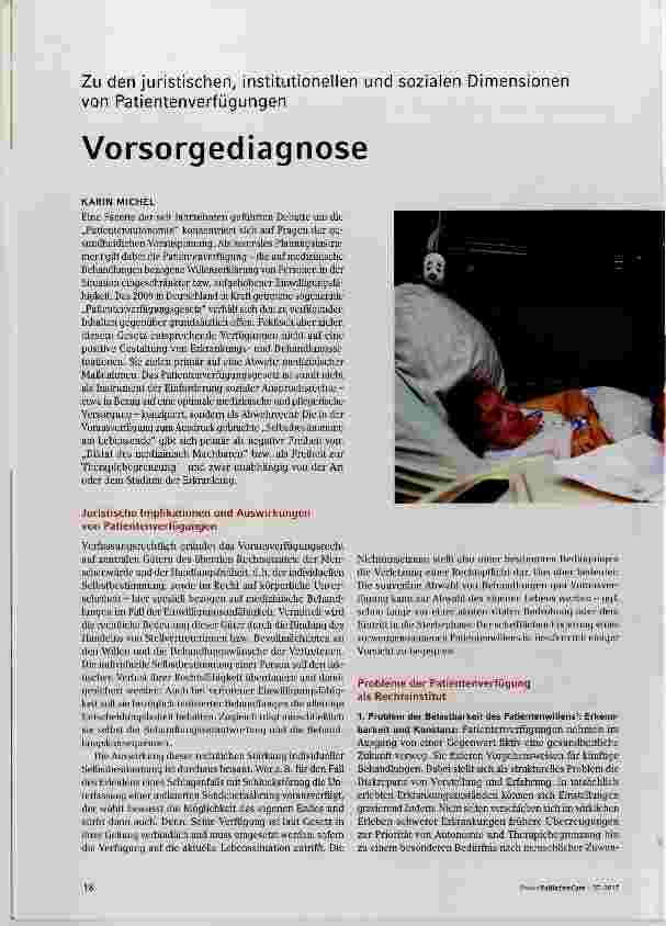 Vorschauseite 1: Vorsorgediagnose