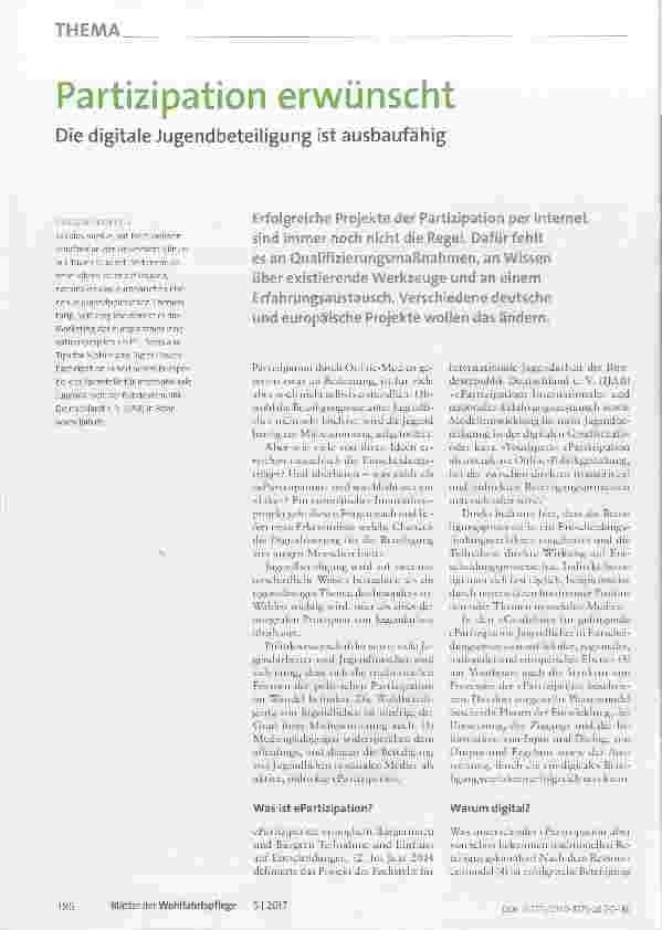 Vorschauseite 1: Partizipation erwünscht Die digitale Jugendbeteiligung ist ausbaufähig