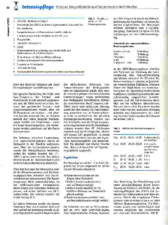 Vorschauseite 3: Atemgasklimatisierung auf der Intensivstation durch HME-Filter