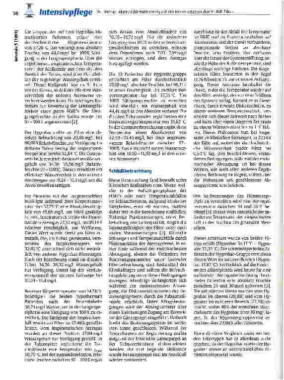 Vorschauseite 5: Atemgasklimatisierung auf der Intensivstation durch HME-Filter